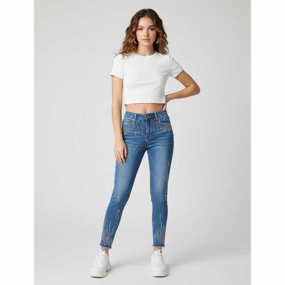 Hydraulic | Y2K Icicle Sequin Embellished Stretch Skinny Jeans - Picture 1 of 10